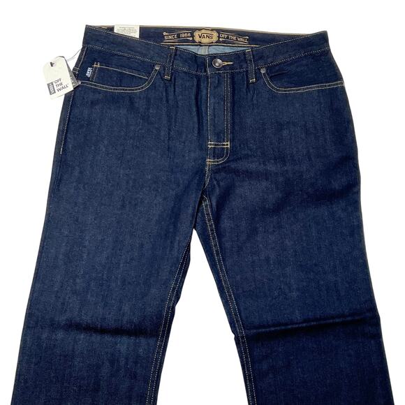 Vans Off the Wall Strater Denim Jeans 32x32 Dark Blue Straight Fit Mid Rise New - Picture 3 of 10